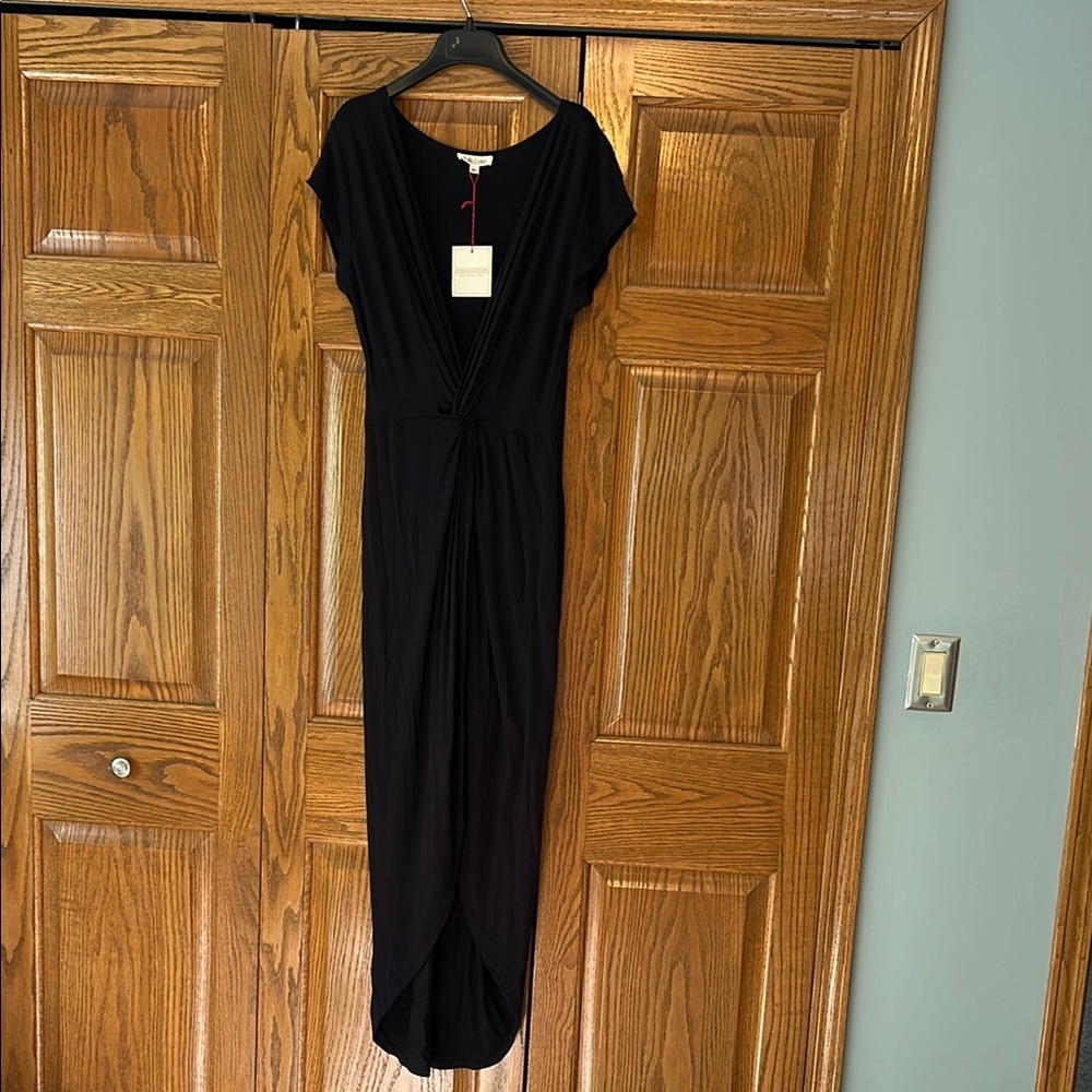 Rolla Coster Black Ruched Wrap Sheath Dress
